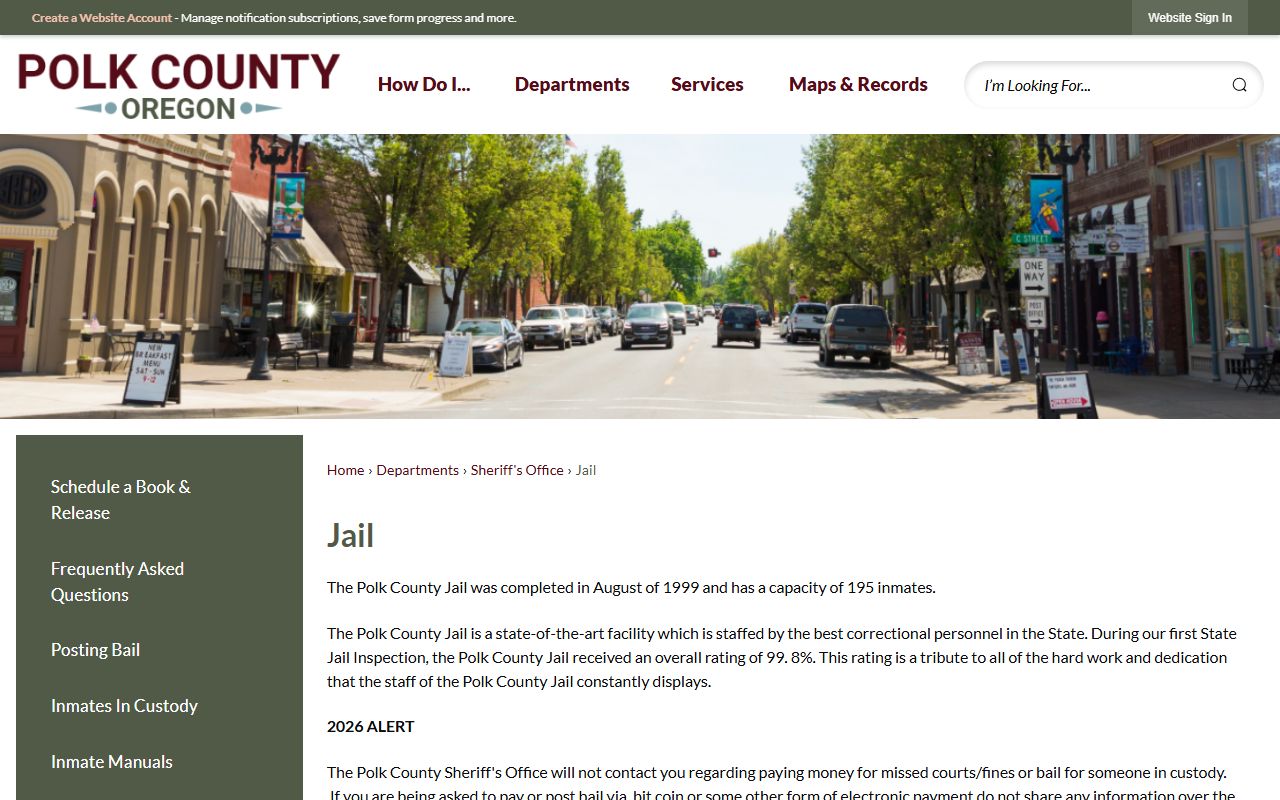 Polk County inmate population jail overview and capacity record